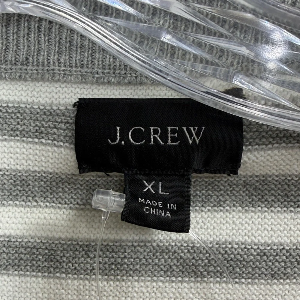 J.Crew Men’s Cotton Crewneck Sweater in striped garter stitch size XL. NWT.